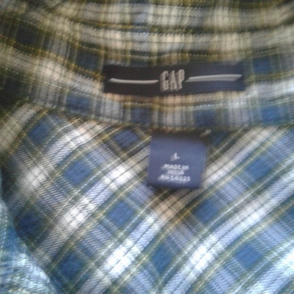 Gap Green Blue Plaid Flannel Blouse - Picture 5 of 5